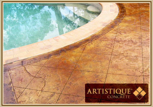 Acid Stained Concrete Pool Surround - Image 4